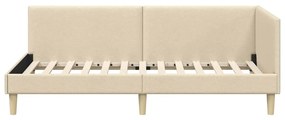vidaXL Κρεβάτι Γωνίας Άλλο Κρεμ 90 x 200 cm Ύφασμα και Έργο ξύλου