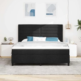 vidaXL LED Κρεβάτι με βάθρο με στρώμα Μαύρο 180 x 200 cm ύφασμα