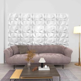 vidaXL Πάνελ τοίχου 12 pcs Διαμάντι Άσπρο 50 x 50 cm Φελιζόλ XPS