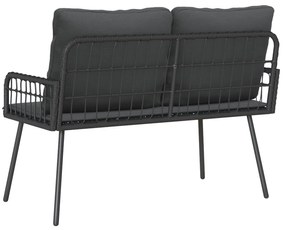 vidaXL Παγκάκι Κήπου Μαύρο 114x64x78 εκ. Πολυ Ράταν