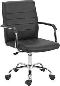 BF3401 Πολυθρόνα Γραφείου Μέταλλο Βάση Χρώμιο, PVC Μαύρο   1τμχ