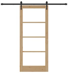 vidaXL Σετ Συρόμενης Πόρτας  με Σετ Υλικών 86x198.5 cm Συμπαγές Ξύλο Πεύκο