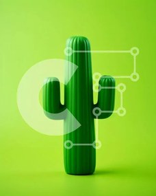 Intra Συλλεκτικό Ξύλινο Παζλ Plywood 4mm - Πράσινος κάκτος σε πορτοκαλί φόντο Σε Ξύλινο Κουτί - Διαστάσεις: 10x10 cm – 25 κομμάτια