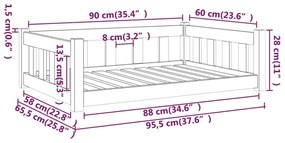 vidaXL Κρεβάτι Σκύλου Λευκό 95,5 x 65,5 x 28 εκ. από Μασίφ Ξύλο Πεύκου