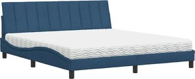 vidaXL Κρεβάτι με Στρώμα Hanko Μπλε 180x200 εκ. Υφασμάτινο