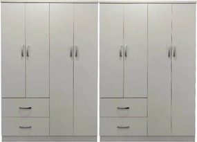 Ντουλάπα οχτάφυλλη Athos pakoworld λευκή 241x42x181εκ