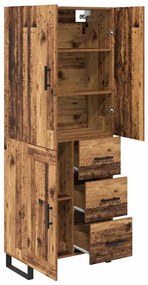 vidaXL Highboard με συρτάρι 2 pcs Παλιό Ξύλο Σύνθετο Ξύλο και Γυαλί