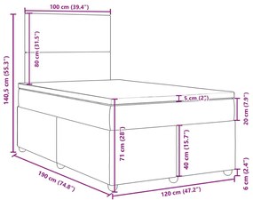 Κρεβάτι Boxspring με Στρώμα Taupe 120x190 εκ. Υφασμάτινο - Μπεζ-Γκρι