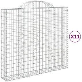 vidaXL Συρματοκιβώτια Τοξωτά 11 τεμ. 200x50x180/200 εκ. Γαλβαν. Ατσάλι