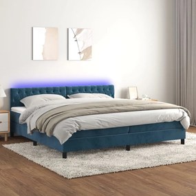 ΚΡΕΒΑΤΙ BOXSPRING ΜΕ ΣΤΡΩΜΑ &amp; LED ΣΚ. ΜΠΛΕ 200X200ΕΚ. ΒΕΛΟΥΔΙΝΟ 3134607