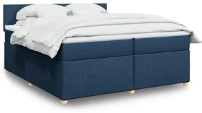 vidaXL Κρεβάτι Boxspring με Στρώμα Μπλε 200x200 εκ. Υφασμάτινο