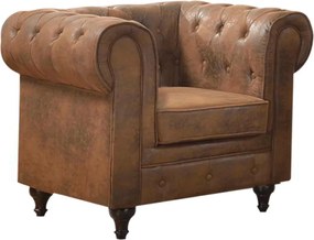 Πολυθρόνα Chesterfield Ύφασμα Καφέ Camel 110x82x77cm