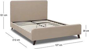 Κρεβάτι Ovelia Megapap υφασμάτινο χρώμα μπεζ 120x200εκ.