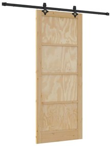 vidaXL Συρόμενη Πόρτα Φυσικό και μαύρο 86 x 211 cm
