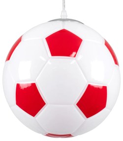 GloboStar® FOOTBALL 00646 Μοντέρνο Κρεμαστό Παιδικό Φωτιστικό Οροφής Μονόφωτο 1 x E27 Κόκκινο Λευκό Γυάλινο Φ25 x Υ25cm