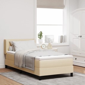 vidaXL Box Spring Bed με Στρώμα Κρεμ 90x200 εκ. Ύφασμα