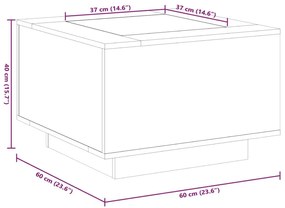 Τραπεζάκι Σαλονιού με LED Λευκό 60x60x40 εκ. Επεξεργασμένο Ξύλο - Λευκό