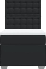 vidaXL Κρεβάτι Boxspring με Στρώμα Μαύρο 100x200εκ.από Συνθετικό Δέρμα