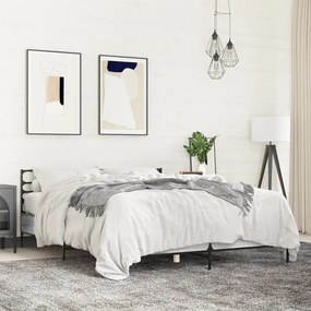 vidaXL Πλαίσιο Κρεβατιού Γκρι Sonoma 135x190 εκ. Επεξ. Ξύλο &amp; Μέταλλο