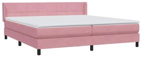 vidaXL Κρεβάτι Boxspring με Στρώμα Ροζ 180x210 εκ. Βελούδινο