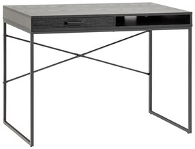 Τραπέζι γραφείου Oakland H147, Με συρτάρια, 75x110x45cm, Μαύρο