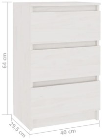 vidaXL Κομοδίνο Λευκό 40 x 29,5 x 64 εκ. από Μασίφ Ξύλο Πεύκου