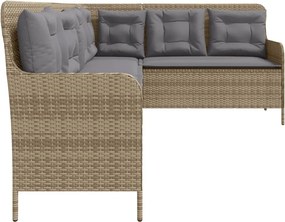 vidaXL Καναπές Κήπου Γωνιακός Μπεζ Συνθ. Ρατάν με Μαξιλάρια