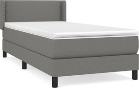 vidaXL Κρεβάτι Boxspring με Στρώμα Σκούρο Γκρι 100x200 εκ. Υφασμάτινο