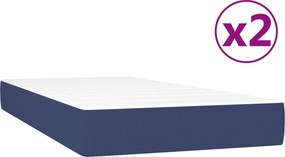 vidaXL Κρεβάτι Boxspring με Στρώμα Μπλε 200x200 εκ. Υφασμάτινο