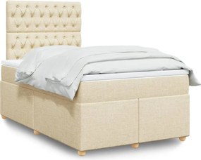 vidaXL Κρεβάτι Boxspring με Στρώμα Κρεμ 120x190 εκ. Υφασμάτινο