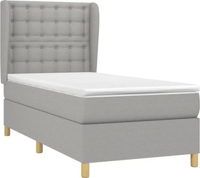 vidaXL Κρεβάτι Boxspring με Στρώμα Ανοιχτό Γκρι 80x200 εκ. Υφασμάτινο
