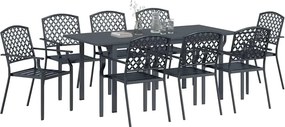vidaXL Σέτ φαγητού για κήπο 9 pcs Ανθρακί Ατσάλι με Πούδρα
