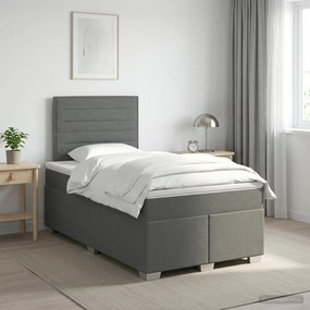 vidaXL Κρεβάτι box spring με στρώμα Σκούρο Γκρι 120 x 200 cm Ύφασμα