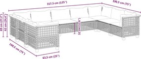 vidaXL Σαλόνι Κήπου Σετ 9 τεμ. Μπεζ Συνθετικό Ρατάν με Μαξιλάρια