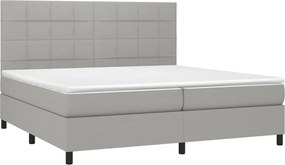 vidaXL Κρεβάτι Boxspring με Στρώμα &amp; LED Αν.Γκρι 200x200εκ. Υφασμάτινο