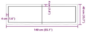 Επιφάνεια Τραπεζιού Σκούρο Καφέ 140x40x(2-6)εκ Επεξ. Μασίφ Δρυς - Καφέ