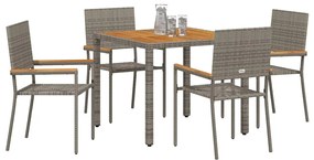 vidaXL Σέτ φαγητού για κήπο 5 pcs Γκρι 90 x 90 x 75 cm συνθετικό ρατάν