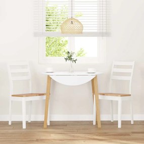 vidaXL Καρέκλες τραπεζαρίας 2 τεμάχια Λευκό μασίφ ξύλο καουτσούκ