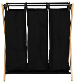 ESTIA ΚΑΛΑΘΙ ΑΠΛΥΤΩΝ BAMBOO ESSENTIALS 102lt 3 ΘΕΣΕΩΝ 68x40x76cm ΜΑΥΡΟ