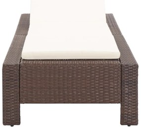 vidaXL Ξαπλώστρα Καφέ από Συνθετικό Ρατάν με Μαξιλάρι