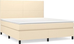 vidaXL Κρεβάτι Boxspring με Στρώμα Κρεμ 160x200 εκ. Υφασμάτινο