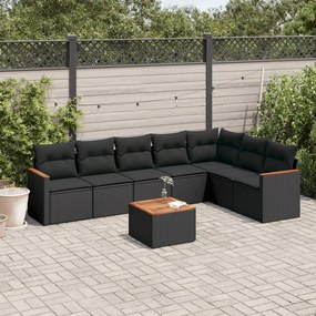 vidaXL Patio Sofa Set 8-θέσια Black