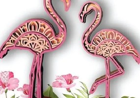 Σετ των 2 Intra απο ξύλο plywood 3mm-4mm πάχος Ζώο Mandala, FLAMINGO , Birds, 4 Layer Δίασταση 30x30 cm INTRAFABR-31647190