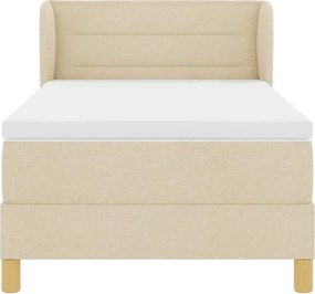 vidaXL Κρεβάτι με ελατήρια με στρώμα Κρεμ 90 x 200 cm ύφασμα
