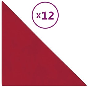 vidaXL Πάνελ Τοίχου 12 τεμ. μπορντό 30x30 εκ. 0,54 μ² Βελούδινα