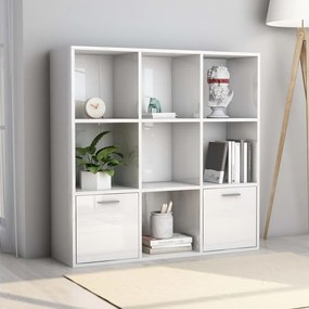 vidaXL Βιβλιοθήκη Γυαλιστερό Λευκό 98 x 30 x 98 εκ. από Επεξ. Ξύλο