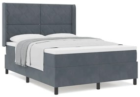 vidaXL Κρεβάτι με ελατήρια Σκούρο γκρι 140 x 190 cm Βελούδο
