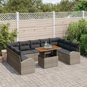 vidaXL Σετ Καναπέ Κήπου με μαξιλάρι 10 pcs Γκρι