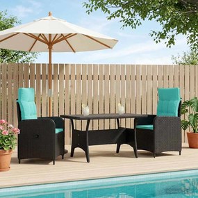 vidaXL Σετ Εξωτερικής Τραπέζης 3 pcs Μαύρο και Τυρκουάζ