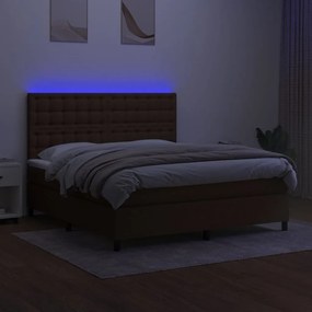 ΚΡΕΒΑΤΙ BOXSPRING ΜΕ ΣΤΡΩΜΑ &amp; LED ΣΚ.ΚΑΦΕ 160X200ΕΚ. ΥΦΑΣΜΑΤΙΝΟ 3135208